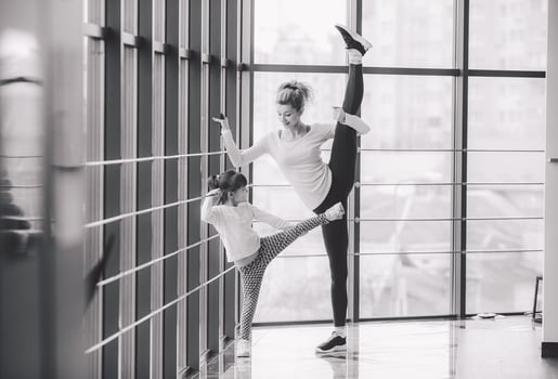 Charming family spends time in the gym photo