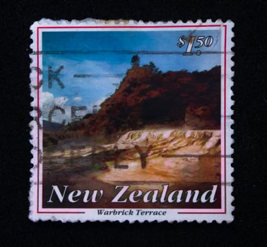 Sidoarjo, Jawa timur, Indonesia, 2022 -  philately with the theme of cliff images in the country of new zealand photo