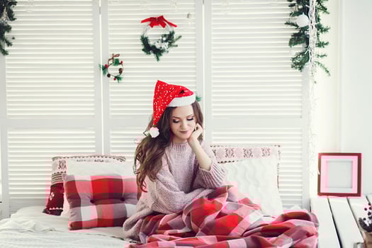 beautiful female model in santa hat photo