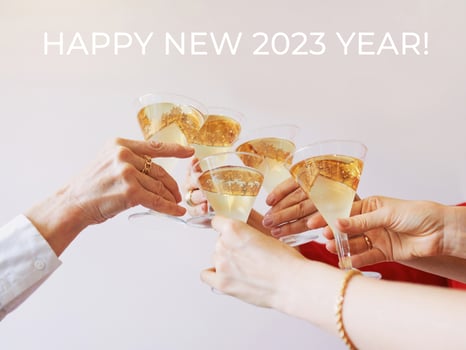 new year celebrating hands with glasses of white sparkling wine. Christmas, family, friends, celebrating, new year concept photo