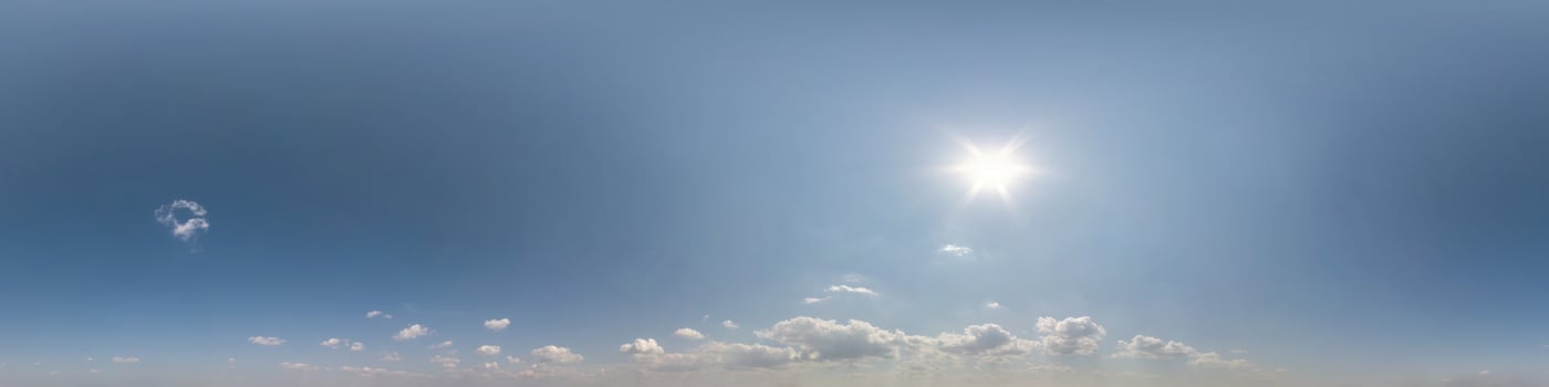 clear blue sky. Seamless hdri panorama 360 degrees angle view  with zenith for use in 3d graphics or game development as sky dome or edit drone shot photo