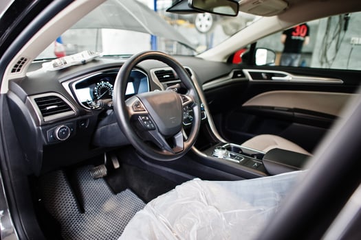 Car repair and maintenance theme. Car interior. photo