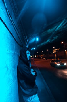 Man under the bridge photo