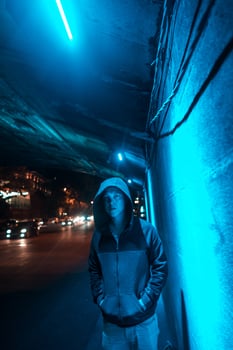 Man under the bridge photo