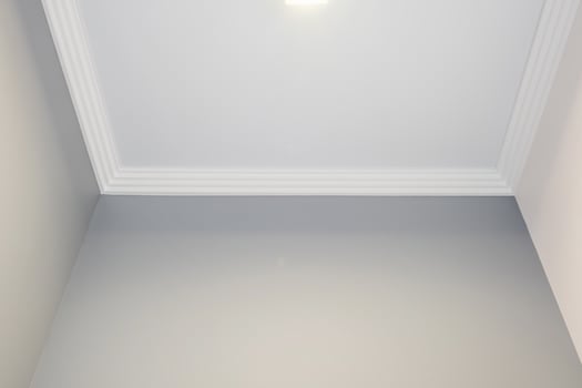 Detail of corner ceiling cornice with intricate crown molding. photo