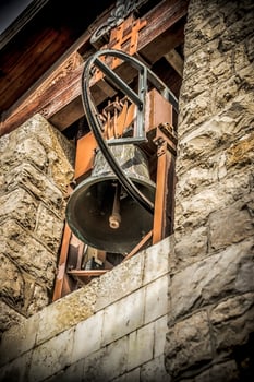 A big church bell shot from below photo