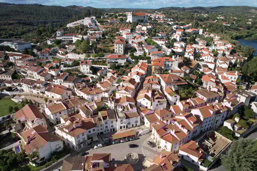 Aerial drone view of Constancia in Santarem district, Portugal photo