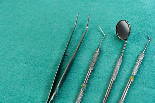 dental instruments ready for use in the dental office photo
