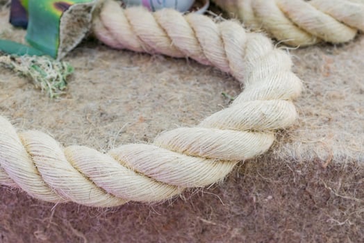 Close up view of twisted rope made of sisal photo