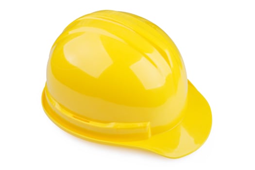 Yellow safety helmet on white background photo