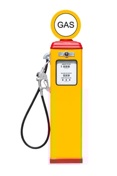 Retro gas pump isolated on white background photo