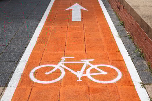 Bike lane and white bike symbol photo