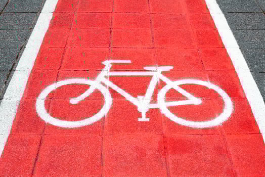 Bike lane and white bike symbol photo