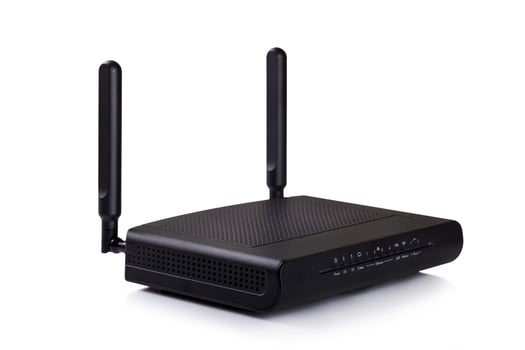 Black Wireless Router isolated on white background photo