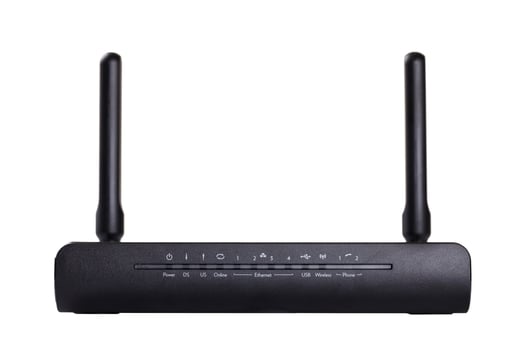 Black Wireless Router isolated on white background photo
