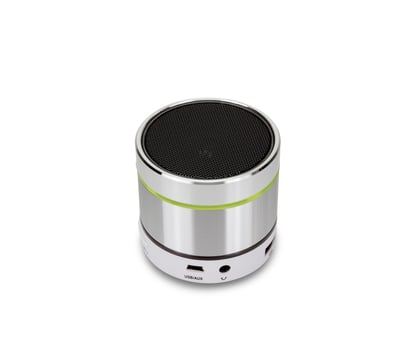 silver bluetooth speaker isolated on white background,clipping path photo