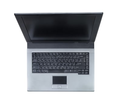 old laptop isolated on white background,clipping path photo