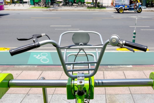 Urban bicycles rental station in Bangkok photo