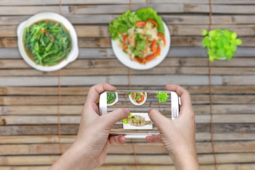 Food photography on dining table photo