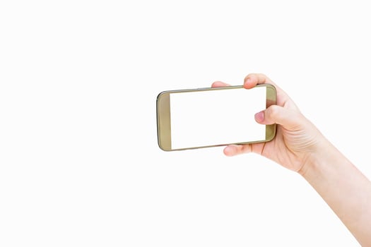 Woman using mobile smart phone isolated on white background,clipping path photo