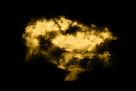 Textured cloud,Abstract golden,isolated on black background photo