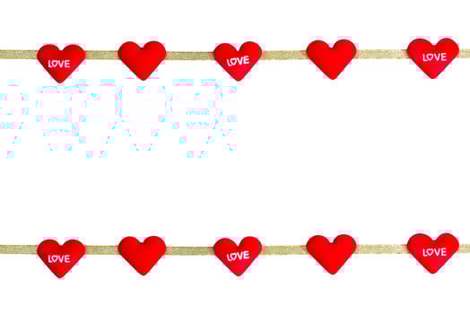 red heart-shaped with ribbon isolated on white background,clipping path photo