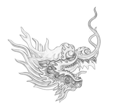 head dragon painting isolated on white background photo