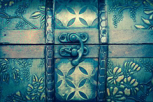 locked wooden chest photo
