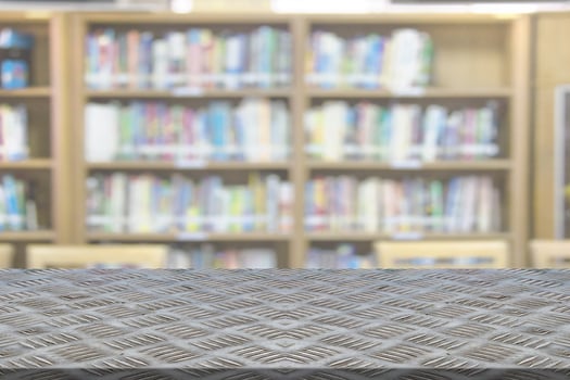 steel plate slip with library blur background photo