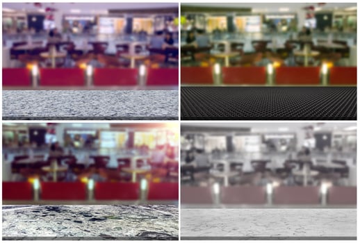 Set top desk with blur restaurant background,Marble table photo