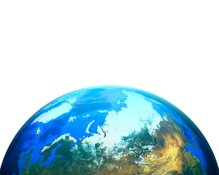 3D Realistic Cloudy World Globe Europe Illustration White Background photo