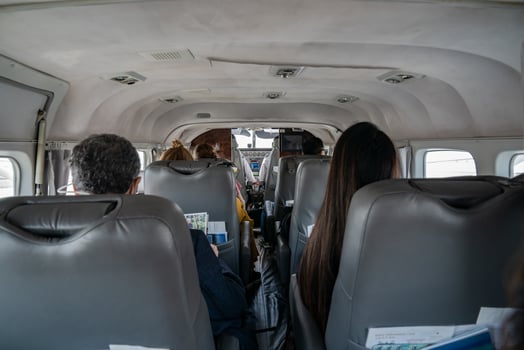 Behind the pilot room control in the small private jet plane in Thailand travel. photo