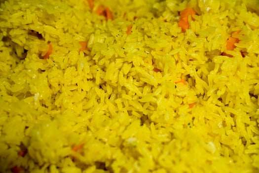 yellow curry rice, ready to eat. photo