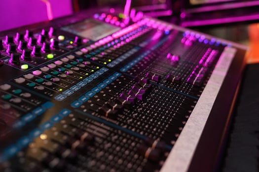 Sound mixer control and console in pub and party photo