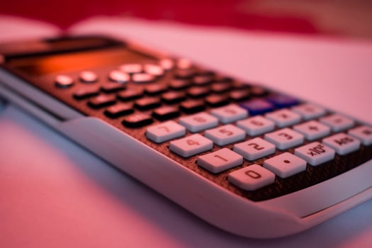 Scientific calculator with red light. photo