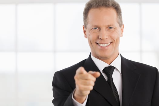 I choose you Portrait of cheerful mature man in formalwear pointing you and smiling photo