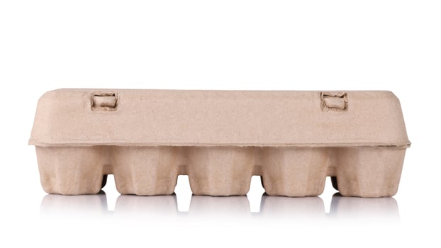 eggs in an egg carton on a white background photo