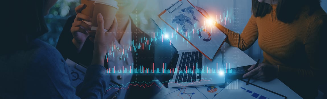 business finance technology and investment trading trader investor. Stock Market Investments Funds and Digital Assets. businessman analyzing forex trading graph financial data. photo