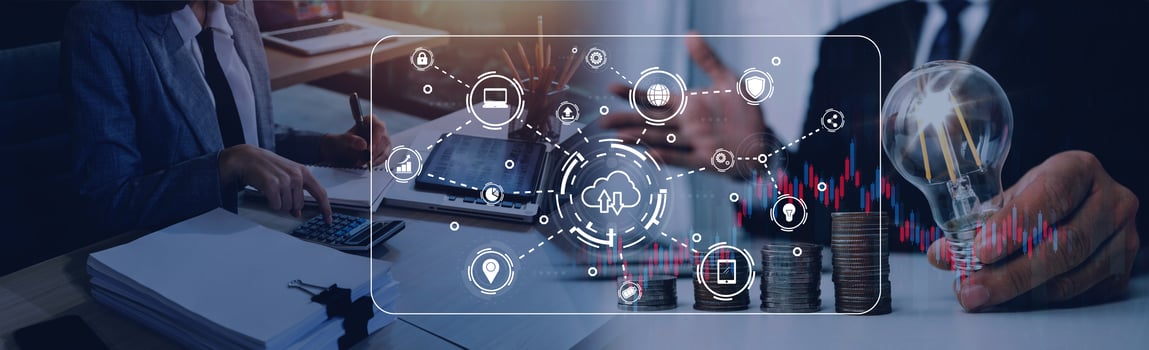 Hand touching infographic cloud computing and technology icons , cloud technology is centralize collect lifestyle and confidential information such as internet banking , password and shopping. photo