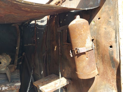 Heavy military equipment destroyed in battle photo