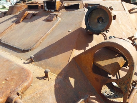 Heavy military equipment destroyed in battle photo