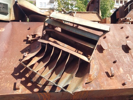 Heavy military equipment destroyed in battle photo