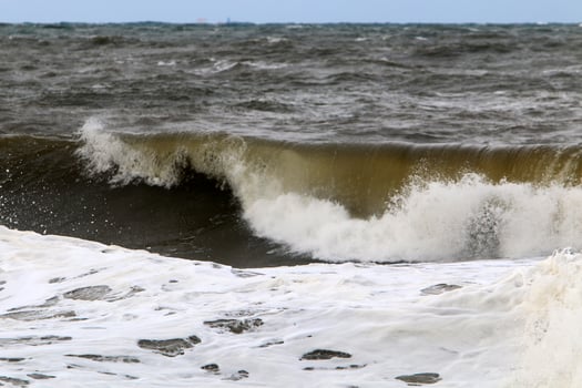 Storm on the Mediterranean Sea in northern Israel. photo