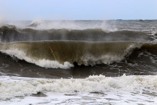 Storm on the Mediterranean Sea in northern Israel. photo