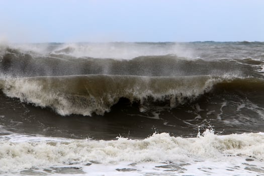 Storm on the Mediterranean Sea in northern Israel. photo