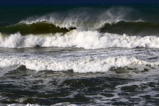 Storm on the Mediterranean Sea in northern Israel. photo