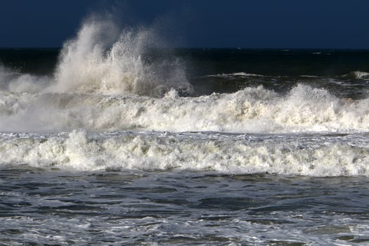 Storm on the Mediterranean Sea in northern Israel. photo