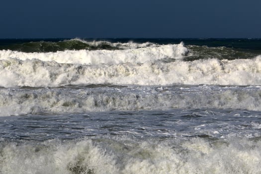 Storm on the Mediterranean Sea in northern Israel. photo