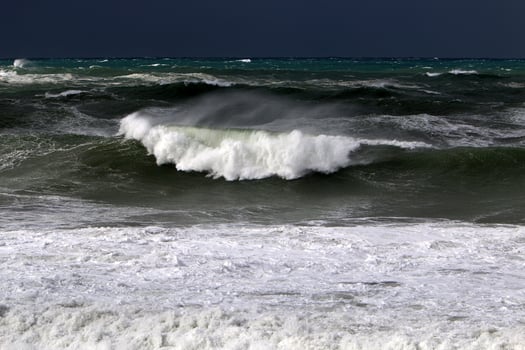 Storm on the Mediterranean Sea in northern Israel. photo