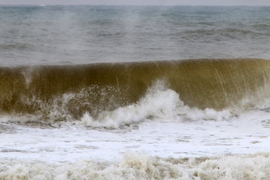 Storm on the Mediterranean Sea in northern Israel. photo